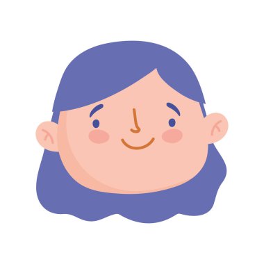 Sevimli küçük kız yüzü çizgi film karakteri izole tasarım simgesi