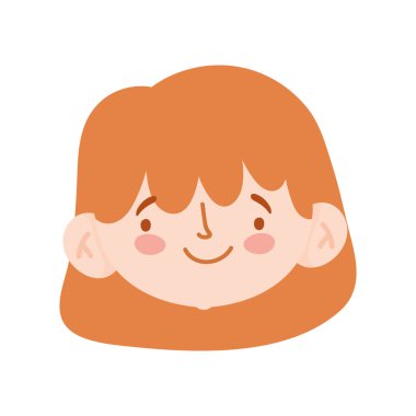 Sevimli küçük kız yüzü çizgi film karakteri izole tasarım simgesi