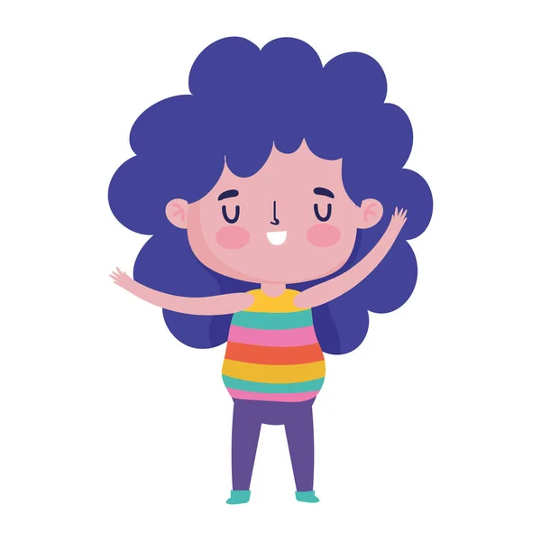 Bonito menina desenho animado personagem isolado ícone de design — Vetor de Stock