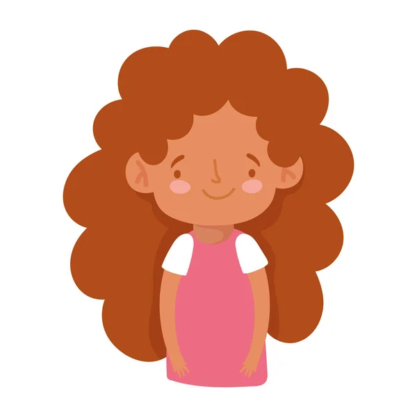 Mignonne petite fille personnage de dessin animé isolé icône de conception — Image vectorielle