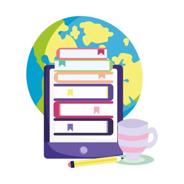 Çevrimiçi eğitim akıllı telefon yığını e-kitap ve kalem