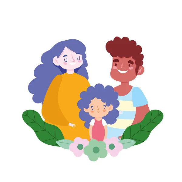 Мати батько і дочка відносини квіти, день сім'ї — стоковий вектор
