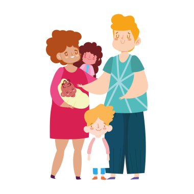 Baba, anne, kız, oğlan, bebek, aile günü.