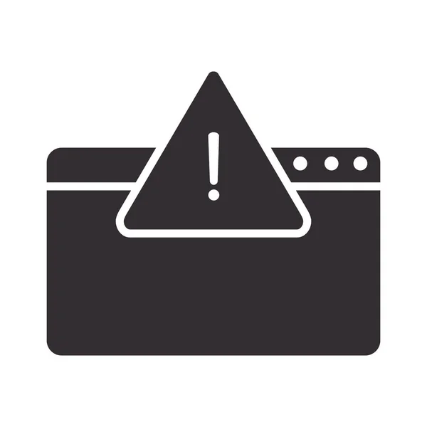 Icono de alerta, sitio web error atención peligro exclamación signo precaución silueta estilo diseño — Vector de stock