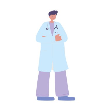 Steteskop personeli olan profesyonel bir erkek doktor.