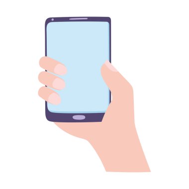 el ele tutuşan akıllı telefon aygıtı teknolojisi izole edilmiş tasarım simgesi