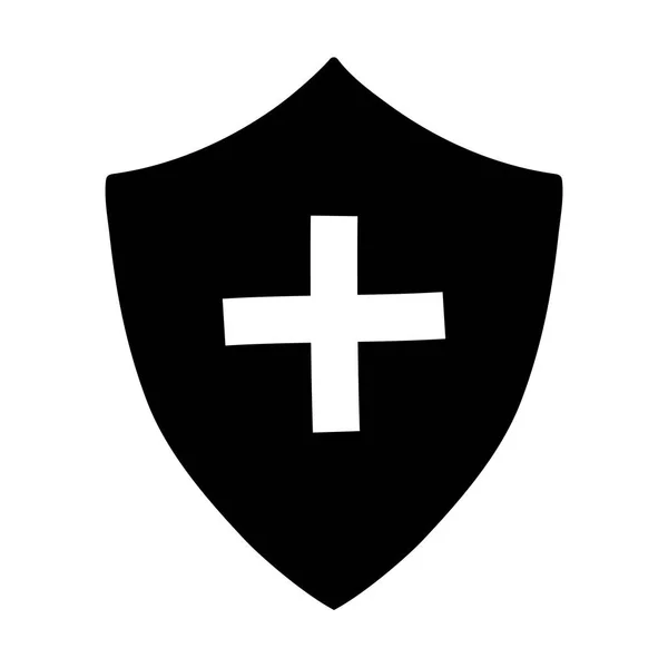Protezione scudo medico croce assistenza sanitaria isolato icona di progettazione — Vettoriale Stock