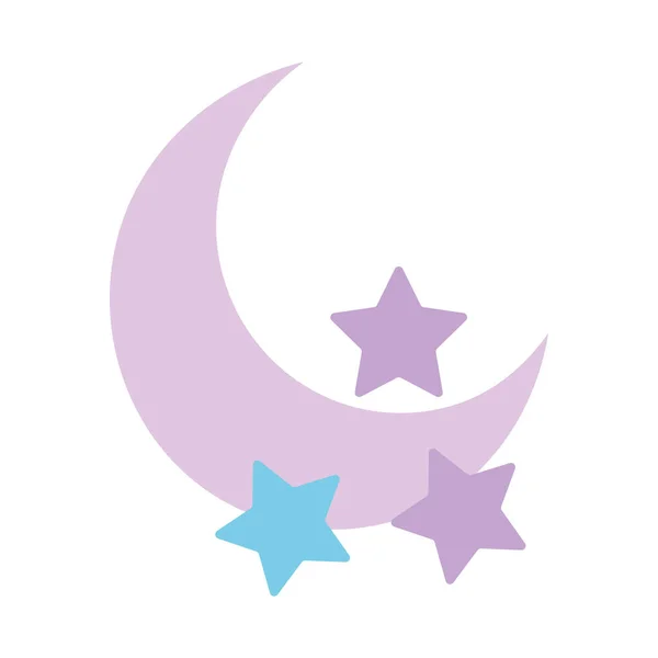 Decoración media luna y estrellas icono de diseño aislado — Archivo Imágenes Vectoriales
