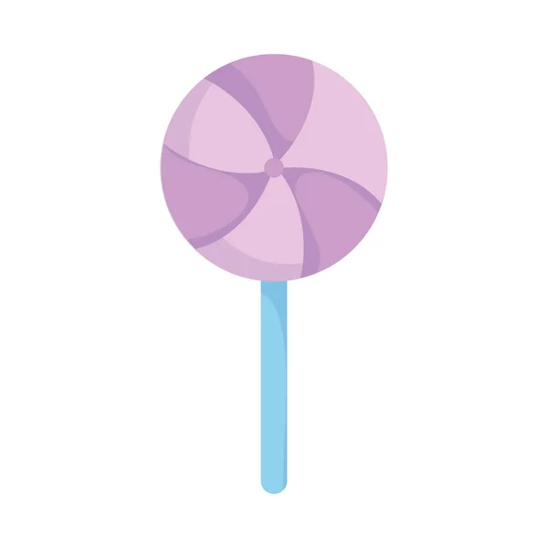 Édes candy in stick elszigetelt design ikon fehér háttér — Stock Vector