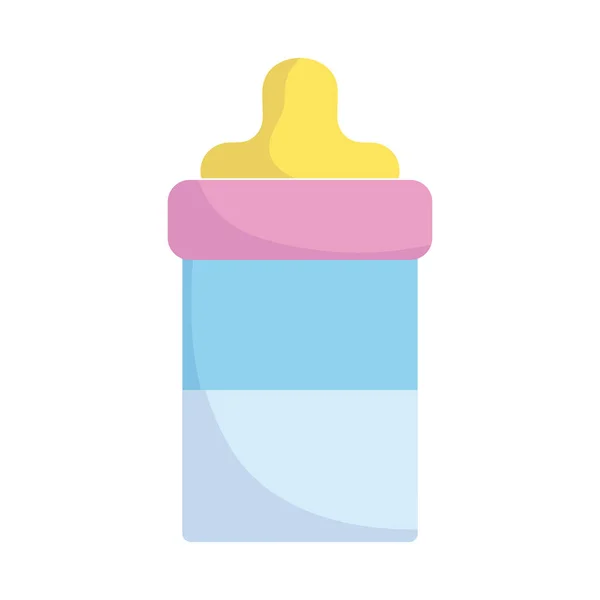 Baby dusch, flaska utfodring med hjärtat, tillkännage nyfödda välkommen isolerad design ikon — Stock vektor