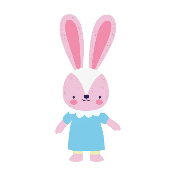 Bebek partisi, giysi karikatürlü sevimli dişi tavşan, yeni doğana hoş geldin, izole tasarım ikonu — Stok Vektör