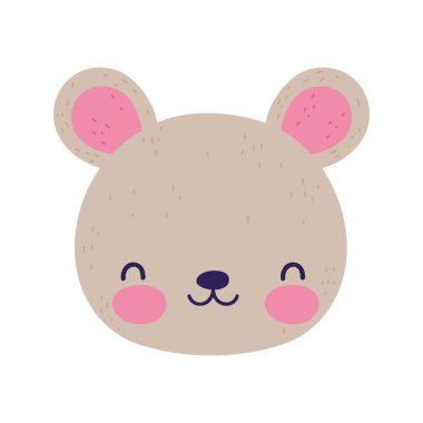 Sevimli ayı suratlı küçük hayvan çizgi filmi izole tasarım simgesi