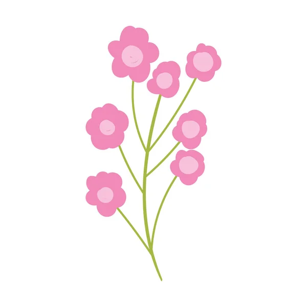 Flores folhas ramo natureza botânica ícone de design isolado — Vetor de Stock