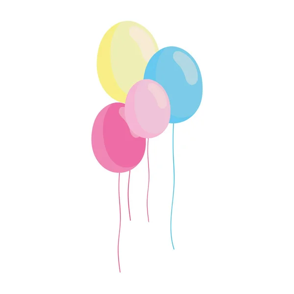 Κόμμα διακόσμηση μπαλόνια γιορτή απομονωμένο εικονίδιο σχεδιασμού — Διανυσματικό Αρχείο