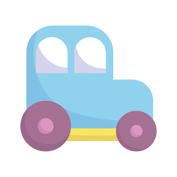 Bebé ducha, juguete niños coche de plástico, anunciar recién nacido bienvenida icono de diseño aislado — Archivo Imágenes Vectoriales