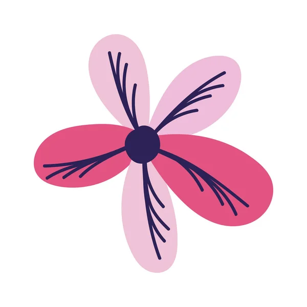 Ροζ λουλούδι διακόσμηση φύση απομονωμένο σχέδιο εικονίδιο — Διανυσματικό Αρχείο