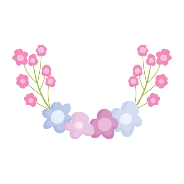 Fleurs branche feuillage décoration ornement isolé design icône — Image vectorielle