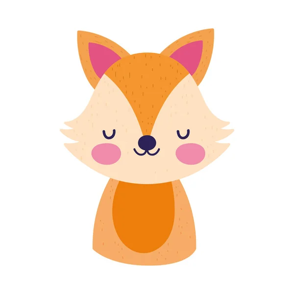 Lindo zorro pequeño animal dibujos animados aislado icono de diseño — Vector de stock