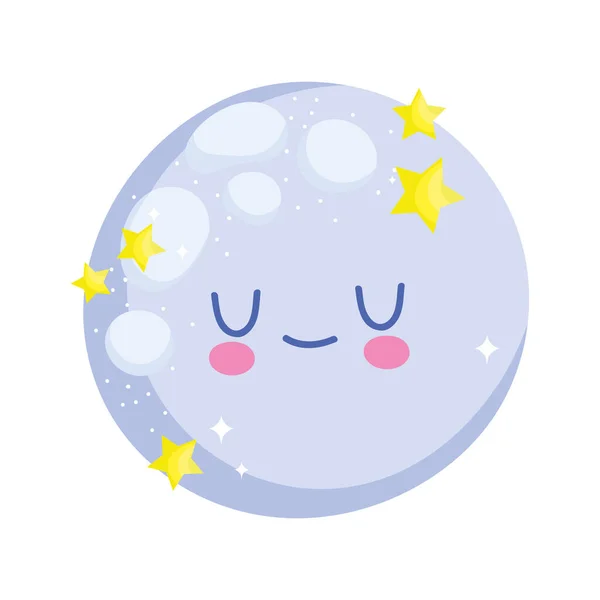 Bambino doccia, luna dei cartoni animati sonno, annunciare il neonato benvenuto isolato icona del design — Vettoriale Stock