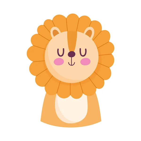 Mignon lion petit animal dessin animé isolé icône de conception — Image vectorielle