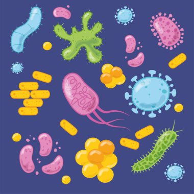 Coronavirus covid 19 ve hastalık hücreleriyle ilgili bakteriler içeren virüs geçmişi