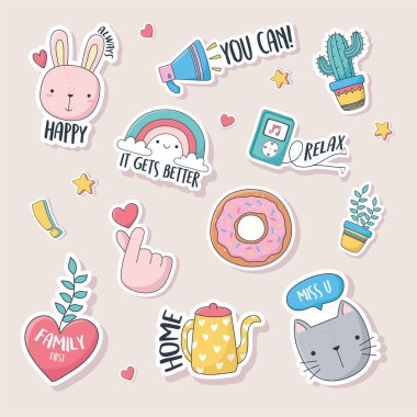 cat cute fun kawaii sticker free vector eps cdr ai svg vector illustration graphic art