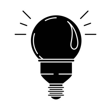 parlak lamba, elektrik ampulü, ekolojik fikir metaforu, izole ikon siluet tarzı