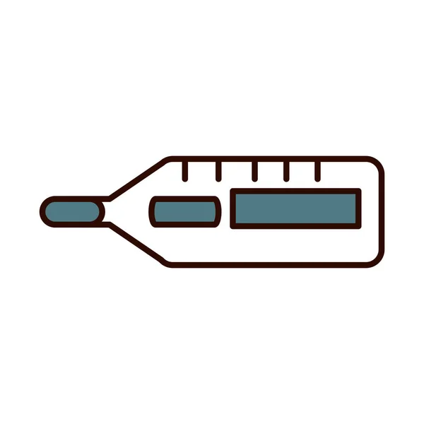 Covid 19 Coronavirus-Prävention, digitales Thermometer, Ausbreitung Pandemie Linie und füllen Stil-Symbol — Stockvektor