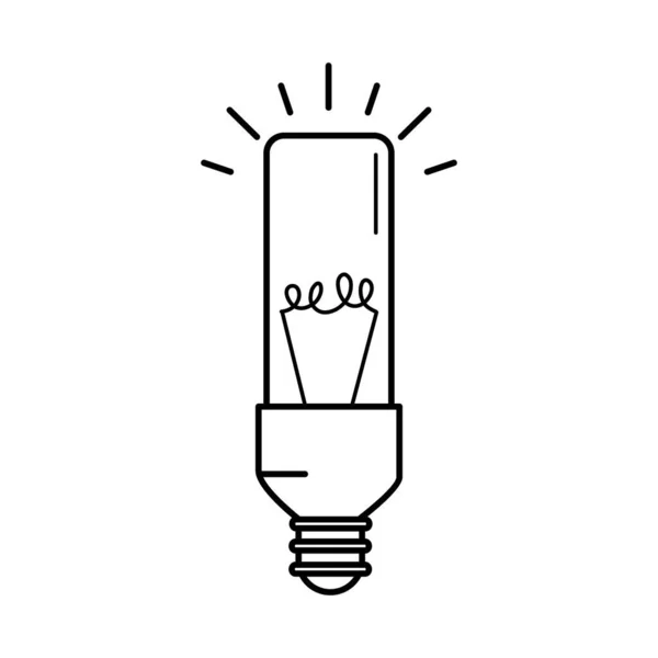 Jasna lampa, żarówka elektryczna, metafora pomysłu ekologicznego, izolowany styl linii ikon — Wektor stockowy