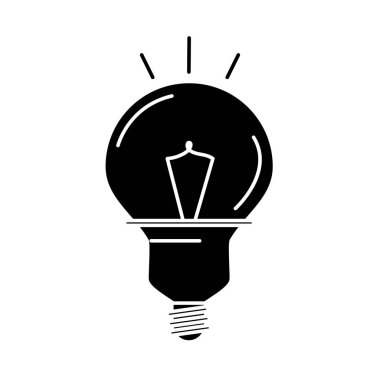 parlak lamba, elektrik ampulü, ekolojik fikir metaforu, izole ikon siluet tarzı