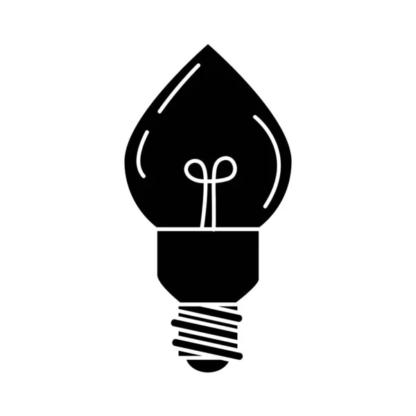 Elektromos villanykörte, eco idea metafora, elszigetelt ikon sziluett stílus — Stock Vector