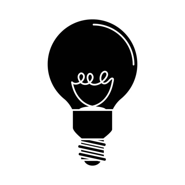 Elektrische gloeilamp, ronde lamp, eco idee metafoor, geïsoleerde pictogram silhouet stijl — Stockvector