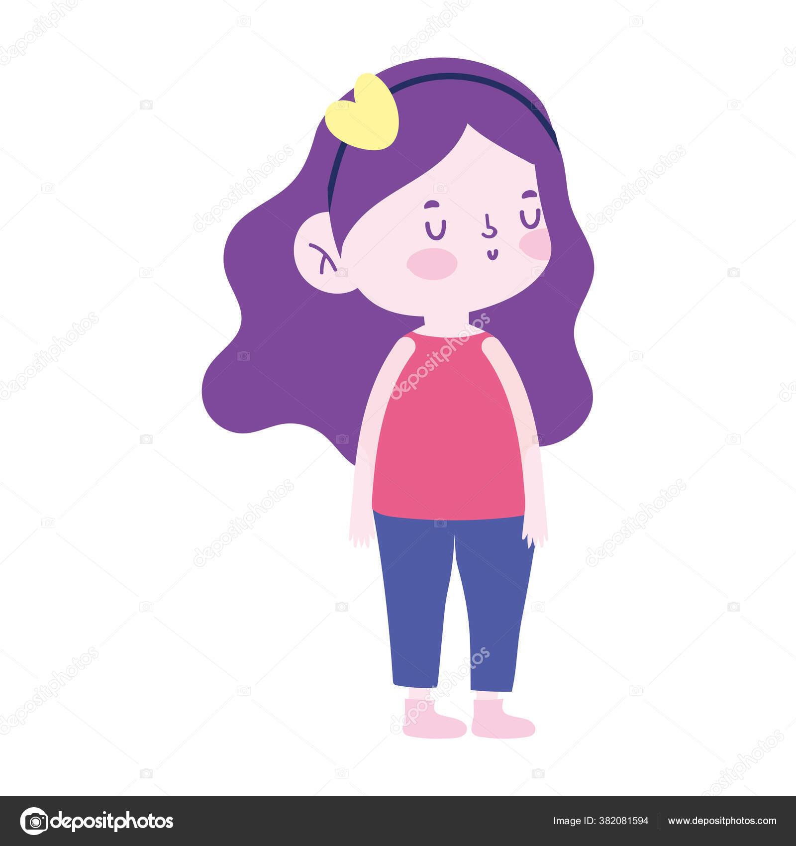 Ícone De Desenho Animado De Menina Bonitinha, Design Colorido