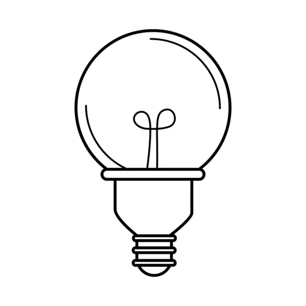 Elektrische Glühbirne, runde Lampe, Öko-Idee Metapher, isolierte Symbollinie Stil — Stockvektor