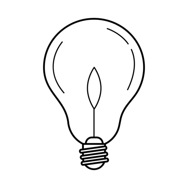 Elektromos villanykörte, kerek lámpa, öko-ötlet metafora, elszigetelt ikon vonal stílus — Stock Vector