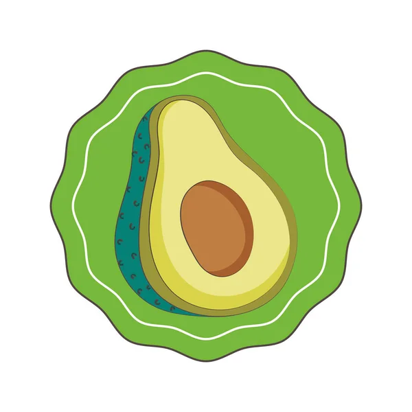 Avocado Frischmarkt Bio-Etikett gesunde Lebensmittel isoliert Symbol — Stockvektor