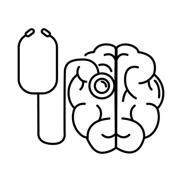 Alzheimer-kór, agyi szerv diagnosztika, csökkent mentális emberi képesség vonal stílus ikon — Stock Vector