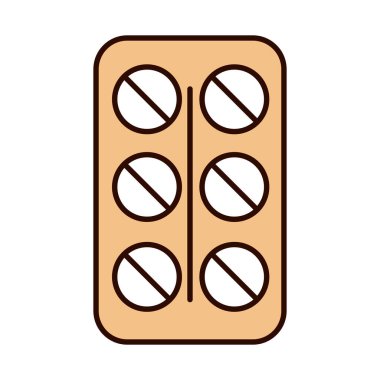 covid 19 koronavirüs önleme, ambalaj hapları ilaç, salgın salgını çizgisi yaymak ve biçim simgesini doldurmak