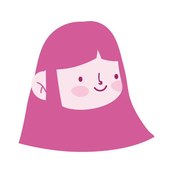 Menina rosto desenho animado personagem isolado ícone design branco fundo — Vetor de Stock