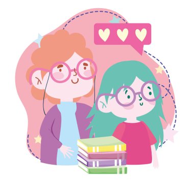 çevrimiçi eğitim, kitapları, internet sitesi ve mobil eğitim dersleri olan öğretmen ve öğrenci kız çocukları