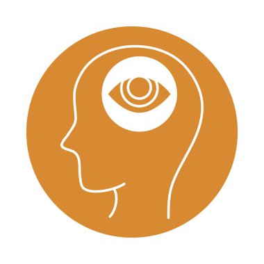 Alzheimer hastalığı, erkek profili siluet problem görüşü, zihinsel insan yeteneği renk engelleme ikonunda azalma