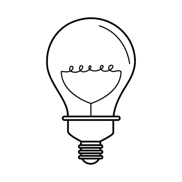 Elektrisk glödlampa, rund lampa, eko idé metafor, isolerad ikon linje stil — Stock vektor
