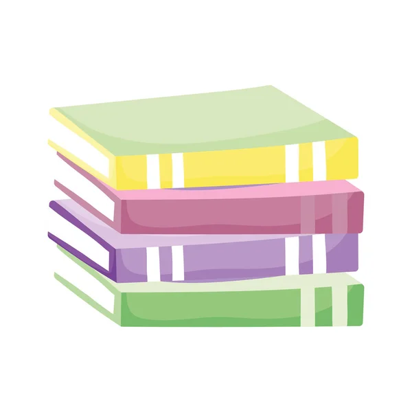 Libros apilados escuela aislado icono diseño fondo blanco — Vector de stock