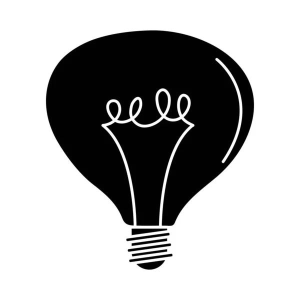 Elektrische gloeilamp, ronde lamp, eco idee metafoor, geïsoleerde pictogram silhouet stijl — Stockvector