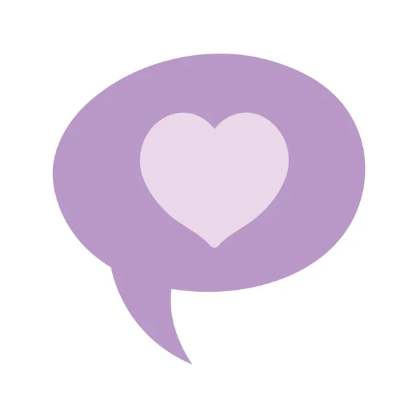 Amor coração romântico discurso bolha isolado ícone design branco fundo — Vetor de Stock