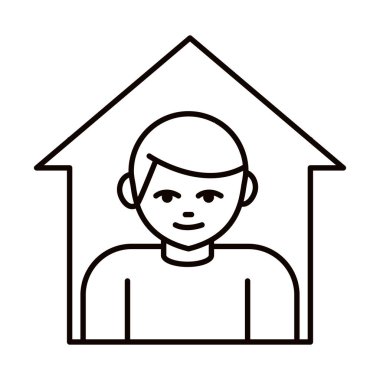 covid 19 koronavirüs önleme, ev karantinasında kalın, salgın salgın çizgisi simgesi