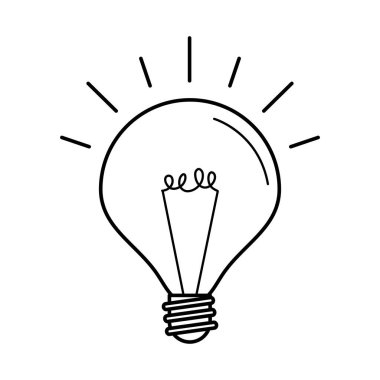 parlak lamba, elektrik ampulü, ekolojik fikir metaforu, izole ikon çizgisi biçimi