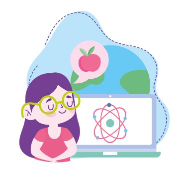 Online eğitim, öğrenci kız bilgisayar bilimi dersi, web sitesi ve mobil eğitim kursları