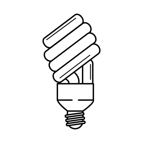 Energooszczędna lampa, żarówka elektryczna, metafora pomysłu ekologicznego, izolowany styl linii ikon — Wektor stockowy