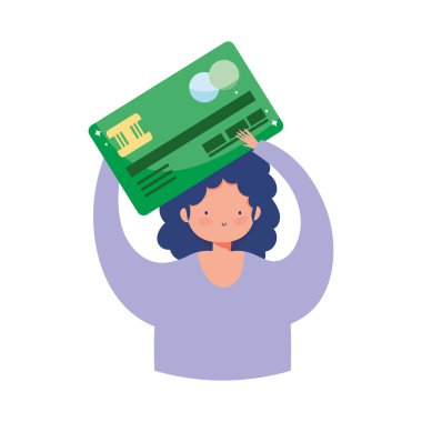 Çevrimiçi ödeme, kredi kartı olan kız, ecommerce market alışverişi, mobil uygulama